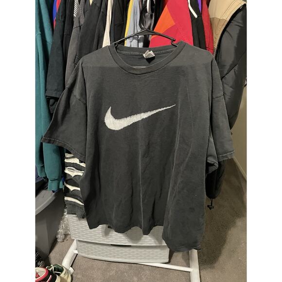 Size XL- Vintage 90’s Nike Center Big Swoosh Scribble Tee - Picture 1 of 4
